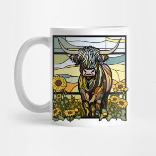 Sunflower Stained Glass Highland Cow #7 Mug